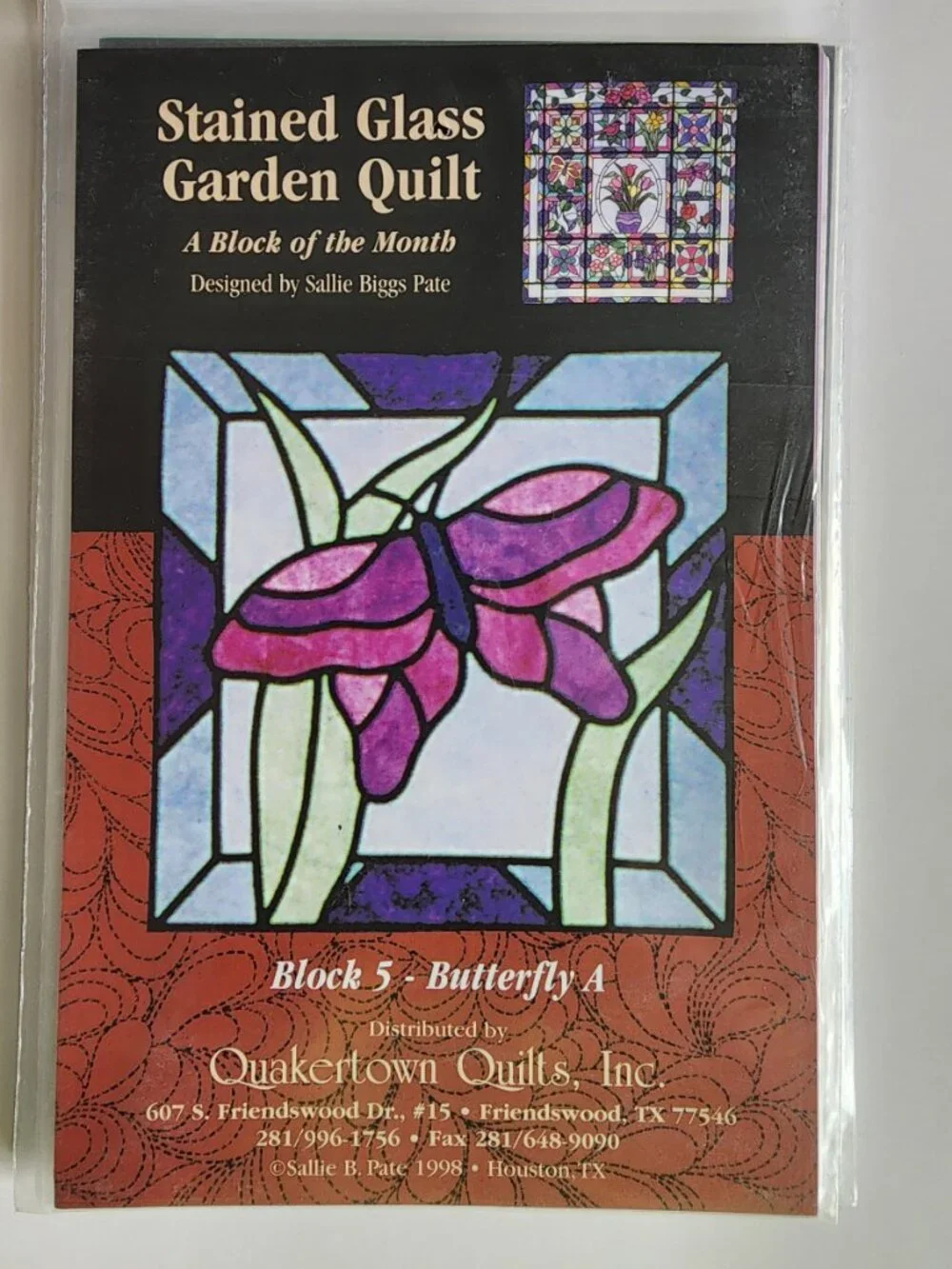 Rare Stained Glass Garden Quilt Pattern Quakertown Quilts  Full Set 14 Patterns